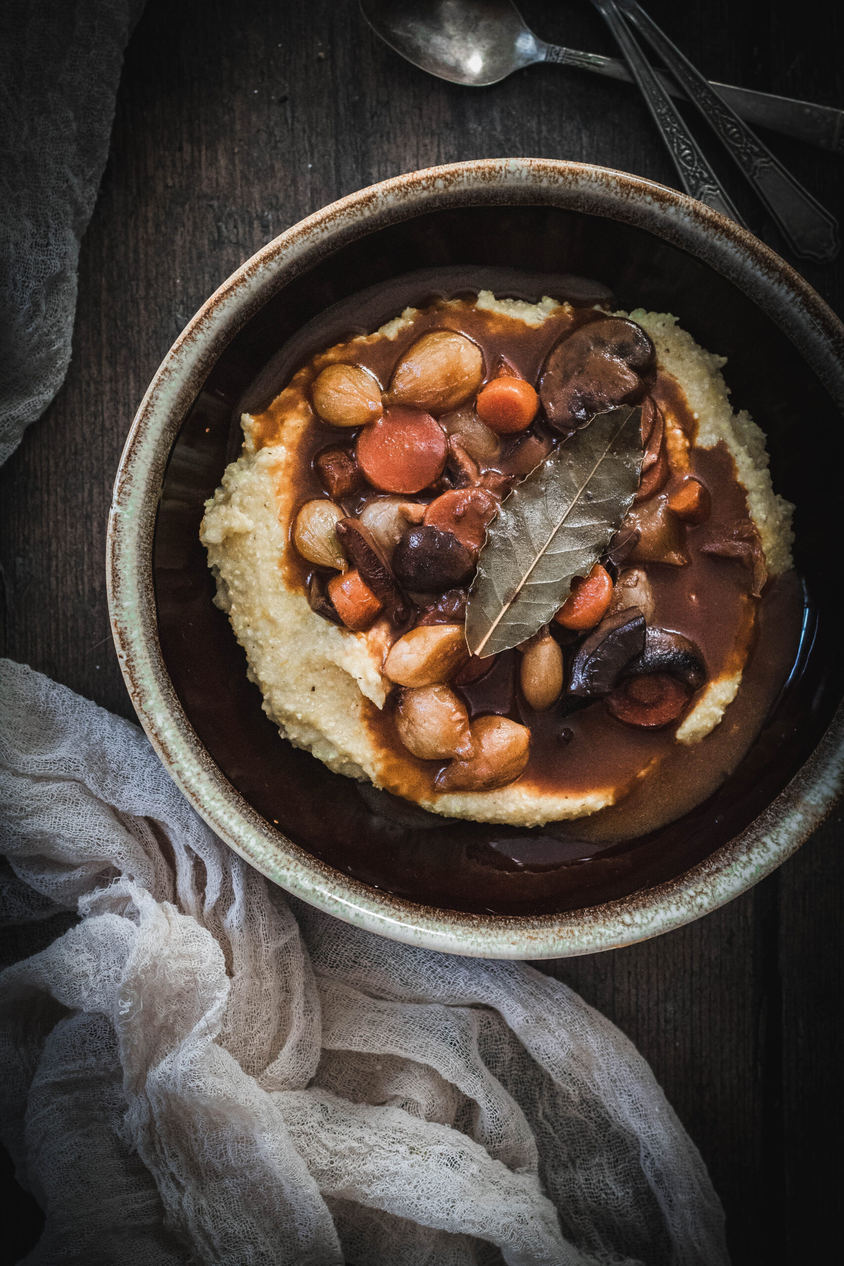 Julia Child inspired vegetarian bourguignon